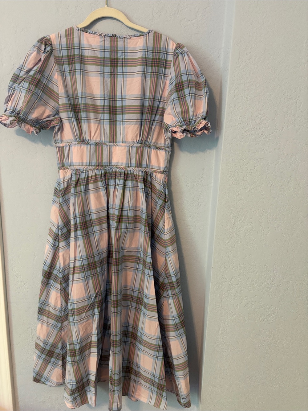 Pink & Blue Plaid Button-Front Midi Dress - Picture 2 of 8